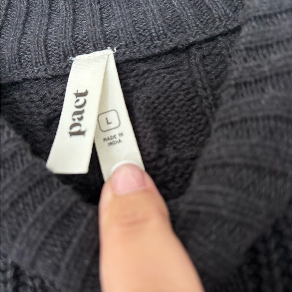Pact Black Cable Knit Sweater Large organic cotton NWOT - Picture 3 of 4